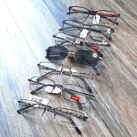 SEVEN PAIRS Prescription-ready Eyeglass Frames, Rx'able men Polarized Clip-Ons - Picture 4 of 7